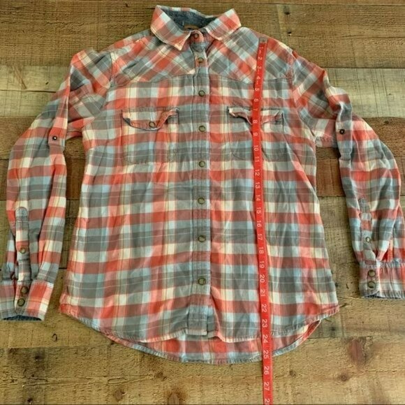 Jachs girlfriend womens size small bea long sleeve plaid button down shirt - Picture 3 of 6